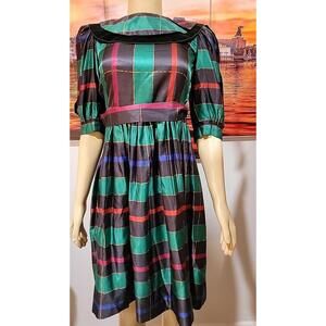 ZOE LTD Girls Size 14 Multicolor Pleated, Belted Striped Dress #C